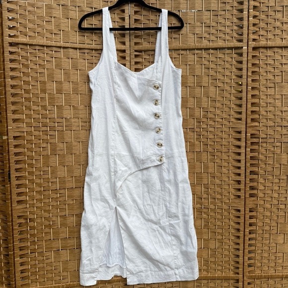 Anthropologie Dresses & Skirts - Anthropologie Sleeveless Square Neck Button Wrap Midi Dress Ivory Women Large